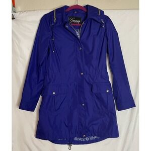 Guess Womens Small Purple Coat Jacket Pockets Hooded Outdoor‎ Travel Preppy Boho